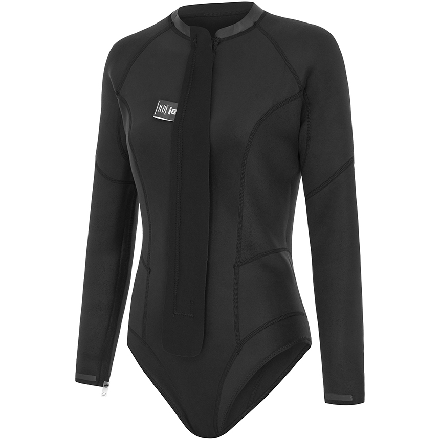 2025 Nyord Womens Tempus 2/2mm Long Sleeve Front Zip Hi Leg Shorty Wetsuit N04BA00016 - Black